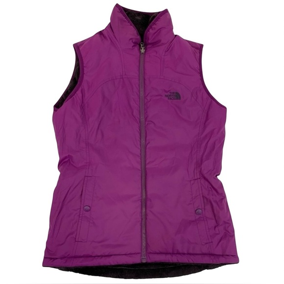 The North Face Mossbud Vest Reversible Insulated Fleece Outerwear Purple Small - Picture 1 of 11